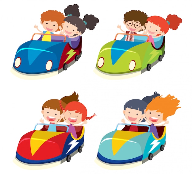 Premium Vector A Set Of Bumper Cars