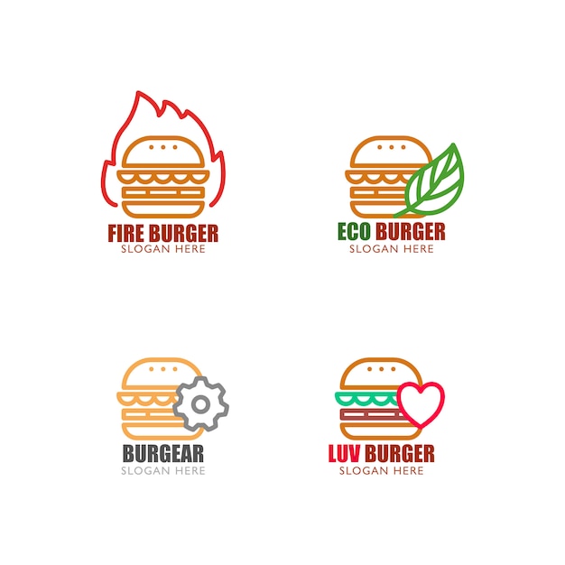 Set of burger logo | Premium Vector