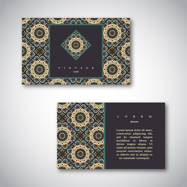 Set of business cards with hand drawn mandala. | Premium Vector