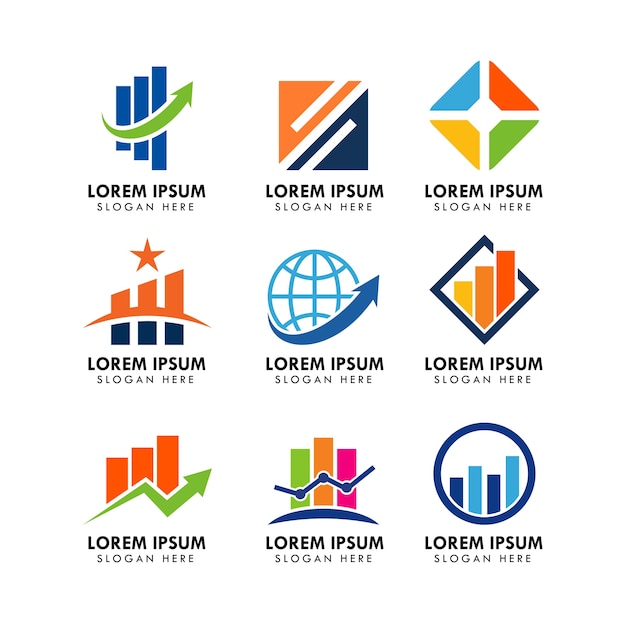 Set of business and financial logo design template Premium Vector
