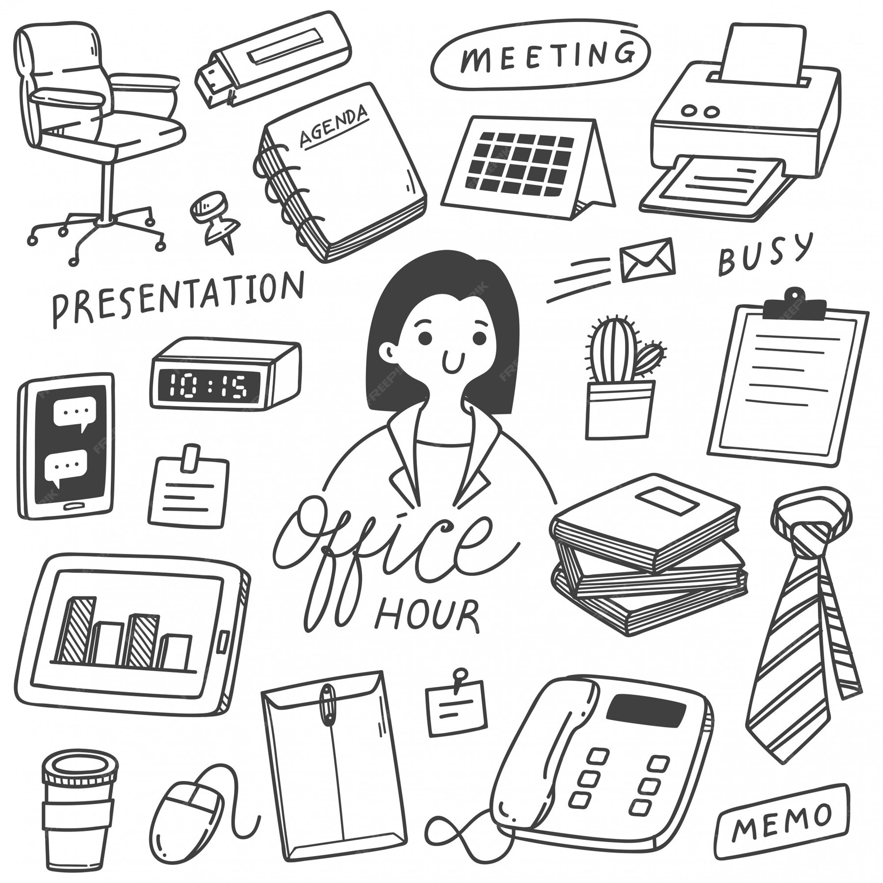 Premium Vector | Set of business hand drawn doodles