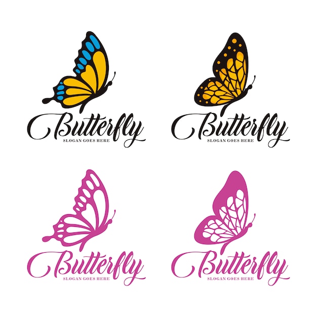 Download Set of butterfly logo template | Premium Vector