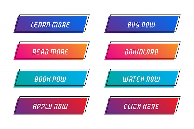 Set of buttons with frame for website. Premium Vector