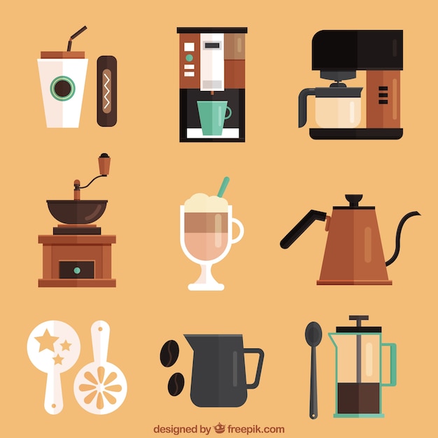 Free Vector | Set of cafe elements in flat design