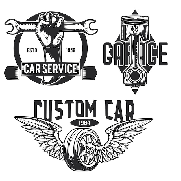 Free Vector Set Of Car Service Emblems Labels Badges Logos