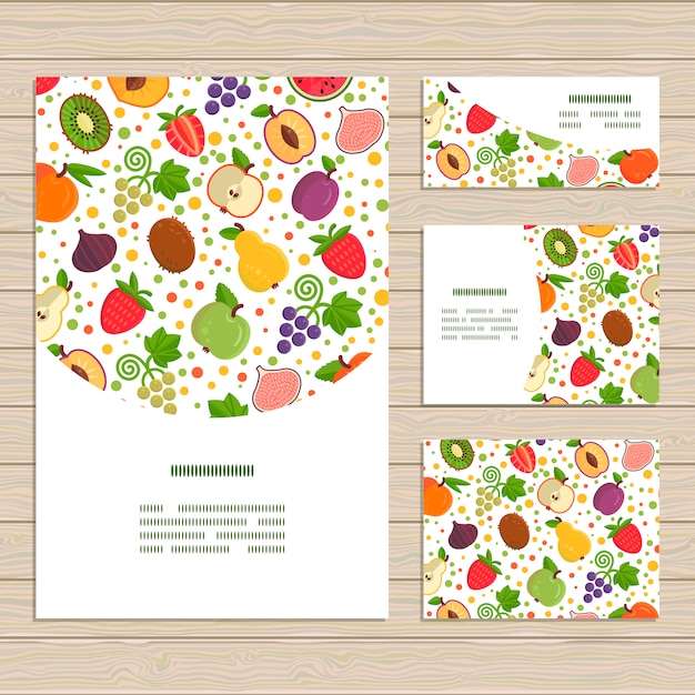 Set of cards on fruits theme. | Premium Vector