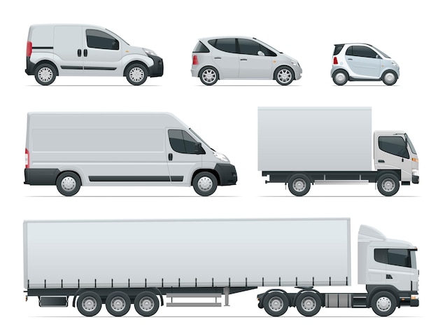 Premium Vector | Set Of Cargo Trucks Transportation