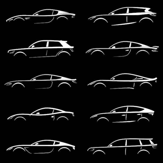 Download Set of cars silhouettes. Vector | Premium Download