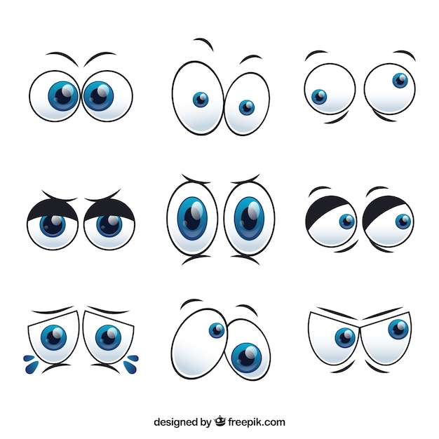 Set of cartoon characters eyes | Free Vector