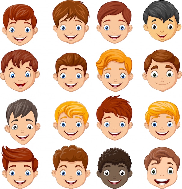 Premium Vector | Set of cartoon children head