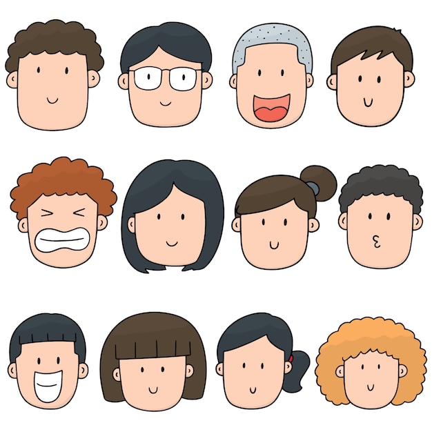 Premium Vector Set Of Cartoon Face