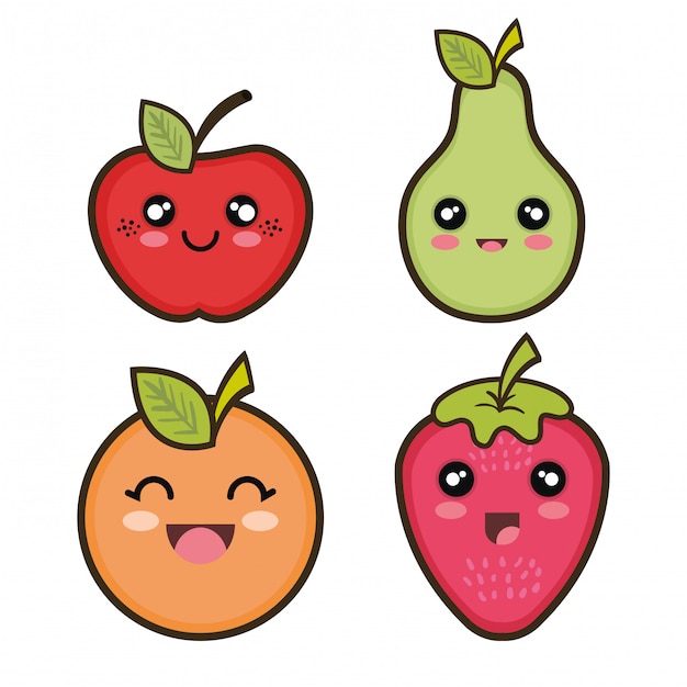 Premium Vector | Set cartoon fruits design