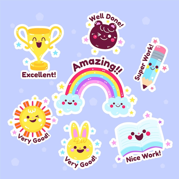 Free Vector Set Of Cartoon Good Job Stickers