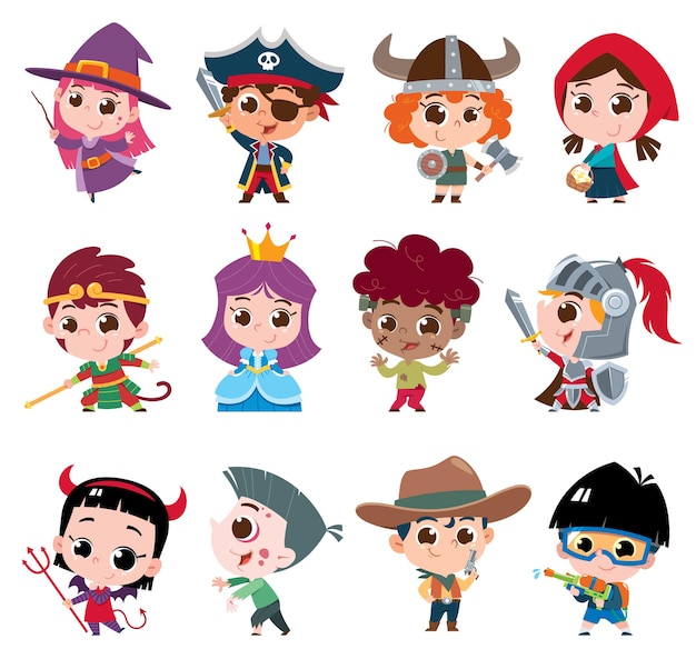 Premium Vector | Set of cartoon kids character isolated on white