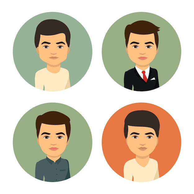 Premium Vector | Set of cartoon male rounded avatars, image