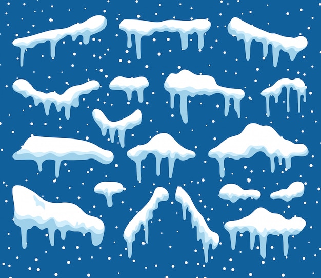 Set of cartoon snow design elements Vector | Premium Download