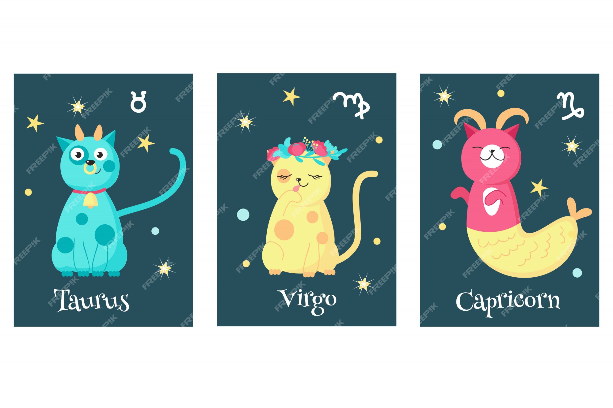 premium-vector-set-of-cat-astrology-zodiac-sign-cards