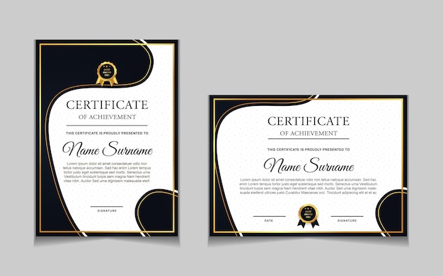 Premium Vector | Set of certificate template design with navy blue and ...