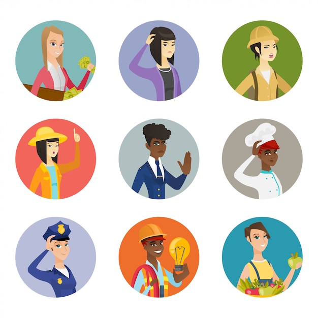 Premium Vector | Set of characters of different professions.