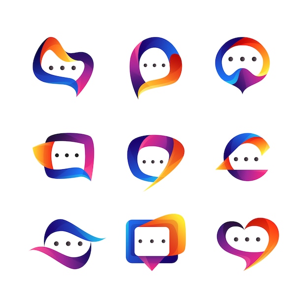 Download Set of chat logo design | Premium Vector