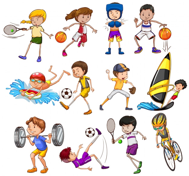 Free Vector | Set of children playing different kinds of sports