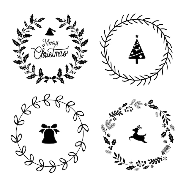 Set of christmas badges vector Free Vector