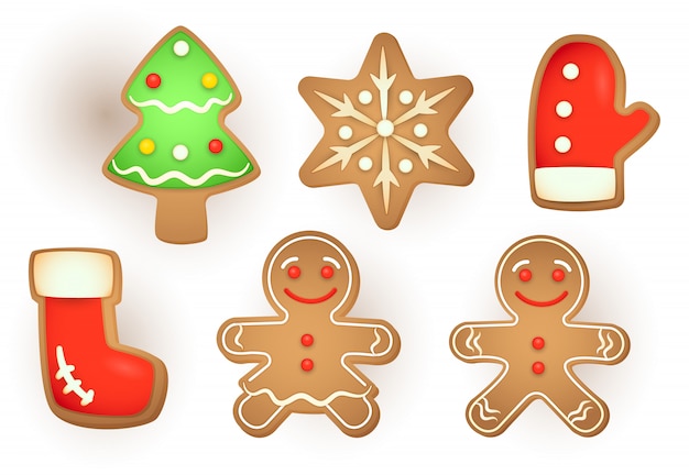 Free Vector | Set of christmas gingerbread