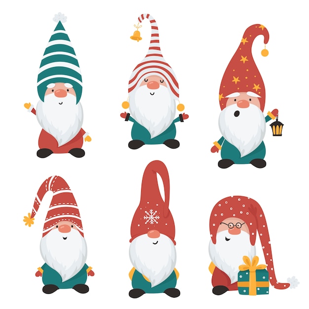 Premium Vector | Set of christmas gnomes isolated on white