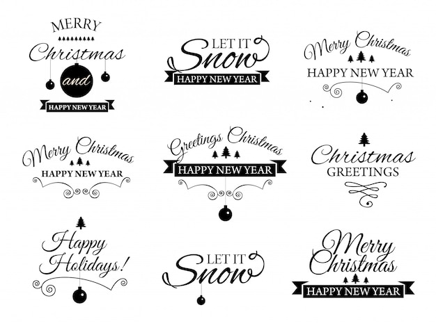 Premium Vector | Set of christmas greeting typography