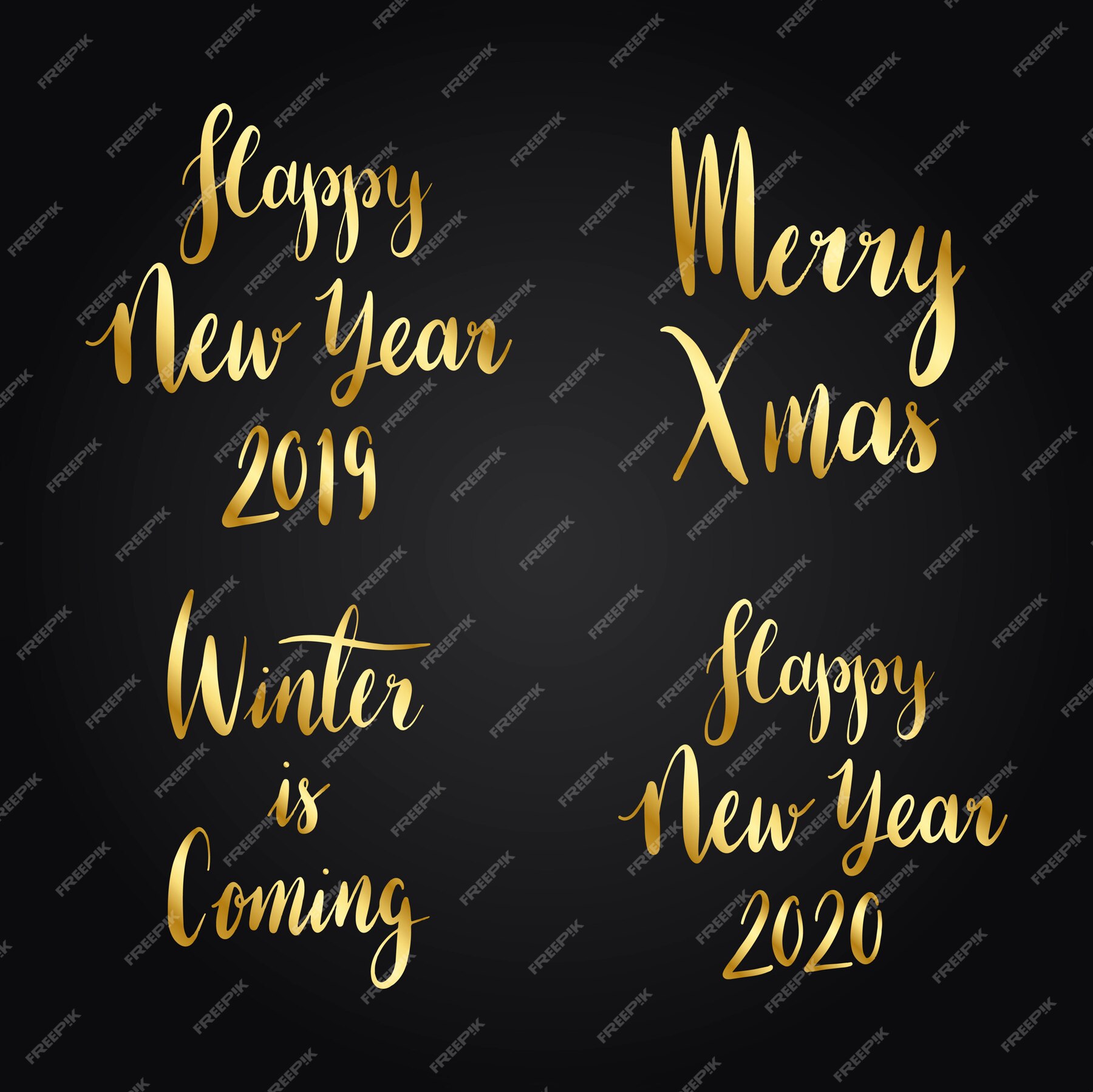 Free Vector Set Of Christmas Holiday Typography Vectors 5164