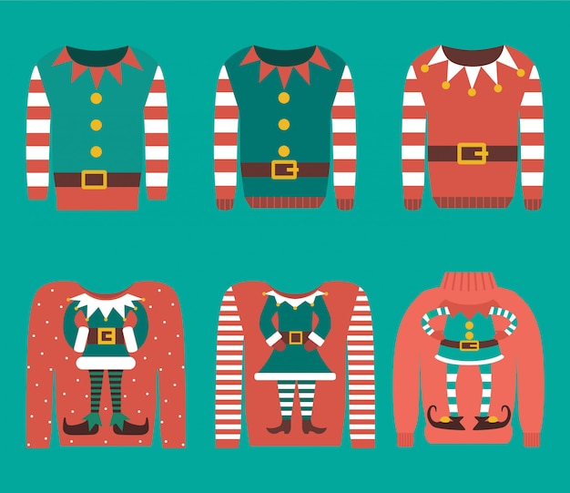 Premium Vector  Set of christmas jumpers.