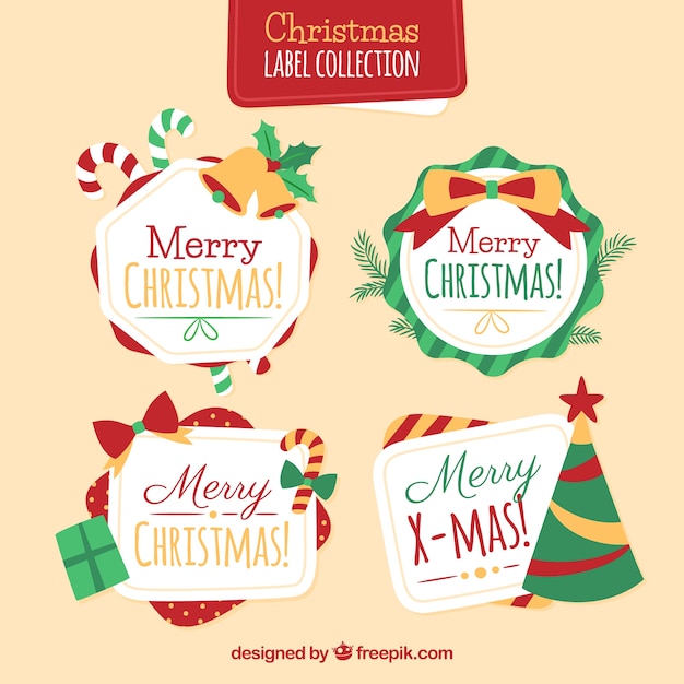 Download Set of christmas labels Vector | Free Download