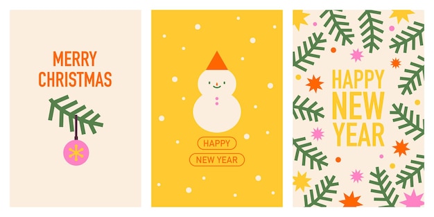 Premium Vector | Set of christmas and new year cards vector illustration