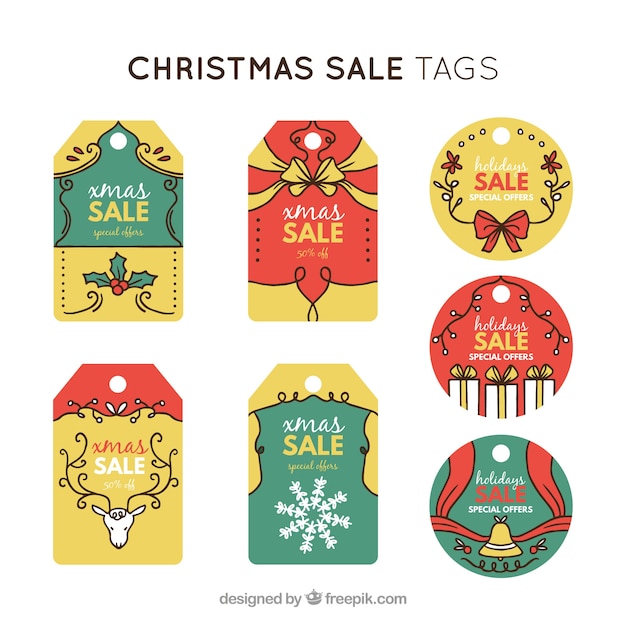 Free Vector  Set of christmas sale tags