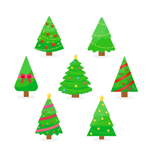 Premium Vector | Set of christmas tree on a white background