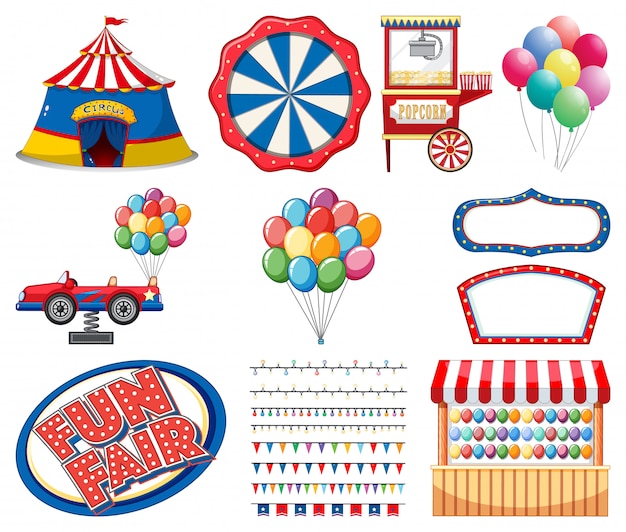 Free Vector | Set of circus items on white background