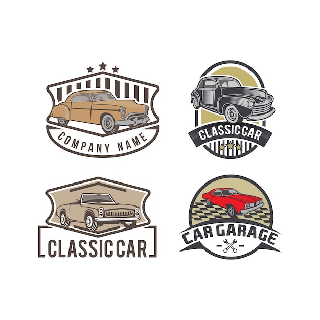 Premium Vector | Set of classic car emblems