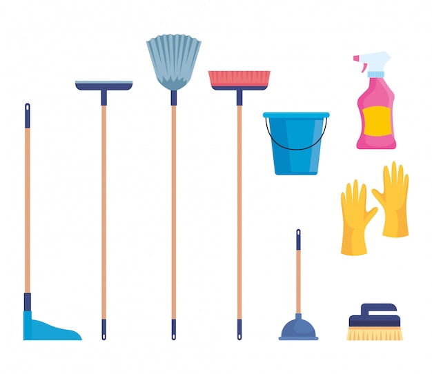 Premium Vector | Set of cleaning supplies isolated