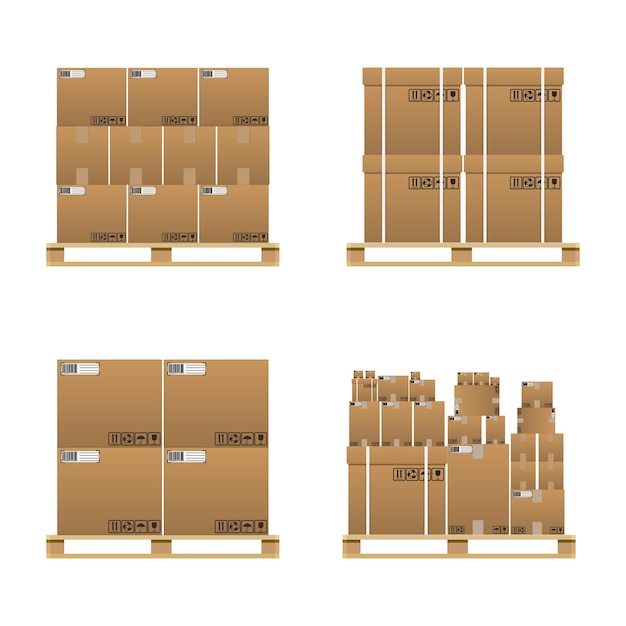 Premium Vector | Set of closed brown carton delivery boxes