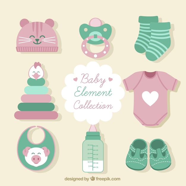 Download Set of clothes and baby items Vector | Free Download