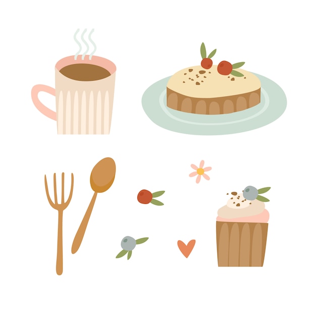 Free Vector Set Of Coffee And Desserts