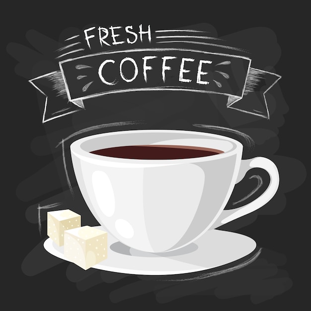 Download Free Vector | Set of coffee drinking cup sizes in vintage style stylized drawing with chalk on ...