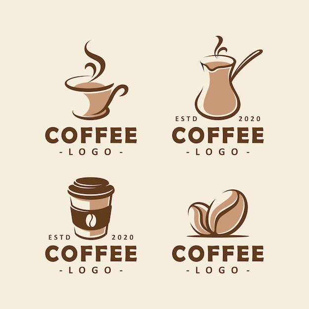  Set of coffee shop logo design template