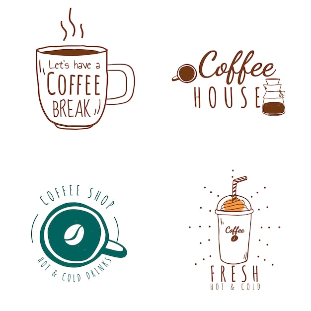 Download Free Set Of Coffee Shop Logos Vector Free Vector Use our free logo maker to create a logo and build your brand. Put your logo on business cards, promotional products, or your website for brand visibility.