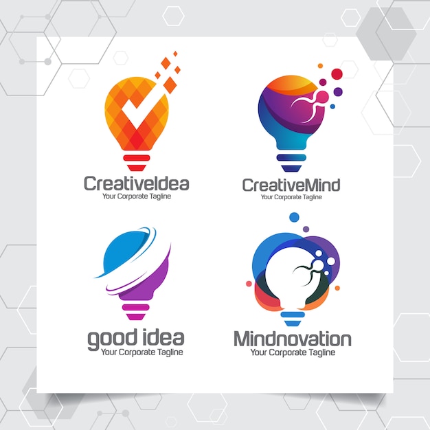 Download Free Set Collection Bulb Logo Template Idea Design Concept Premium Vector Use our free logo maker to create a logo and build your brand. Put your logo on business cards, promotional products, or your website for brand visibility.