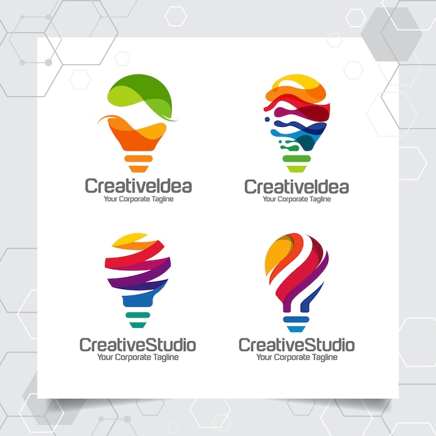 Download Free Set Collection Bulb Logo Template Idea Design Premium Vector Use our free logo maker to create a logo and build your brand. Put your logo on business cards, promotional products, or your website for brand visibility.