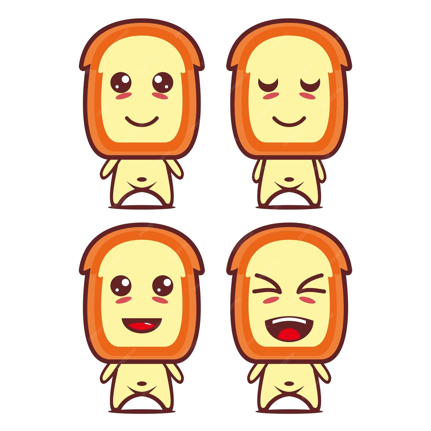 Premium Vector Set Collection Of Cute Bread Mascot Design Character