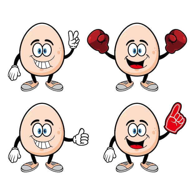 Premium Vector Set Of Collection Cute Smiling Egg Cartoon Character