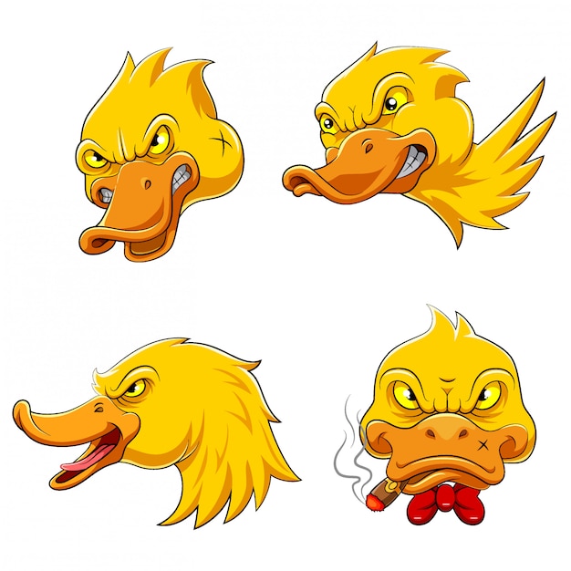 Premium Vector | Set collection of duck head mascot of illustration
