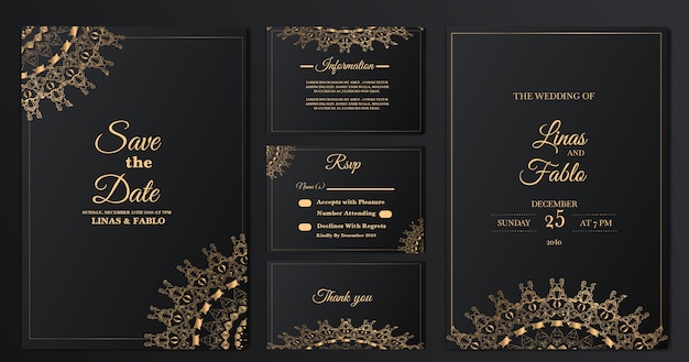 Free Vector Set Collection Luxury Wedding Invitation Card Template 7114